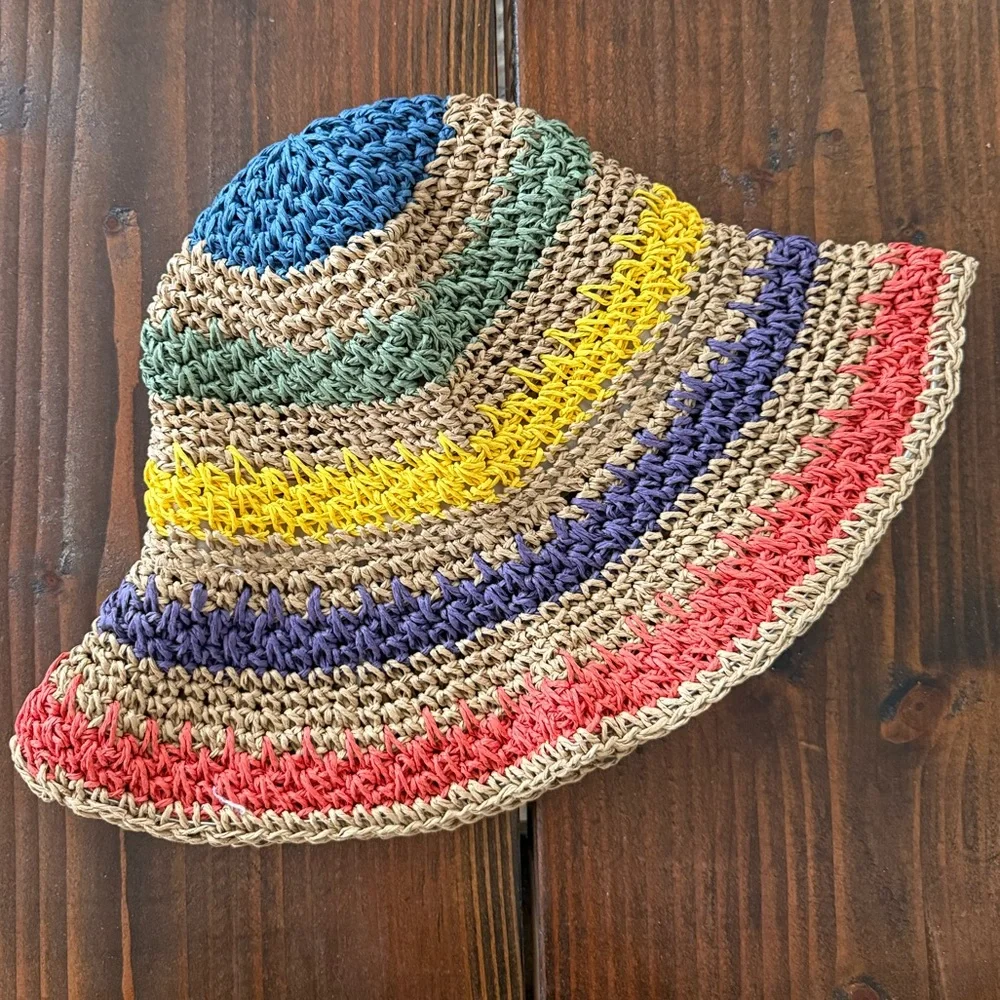 RAFFIA COLORFUL 🥥 CROCHET BUCKET HAT